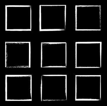 Grunge frames isolated vector white square borders Stock Illustration