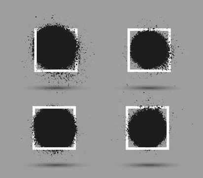 Grunge frames. Paint stain borders set. round ink splash template Illustrazione stock