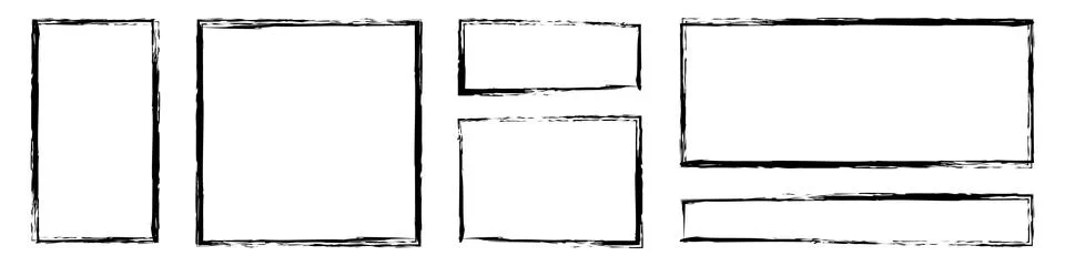 Grunge frames set. Black grunge frame for design. Vector isolated on white 스톡 일러스트