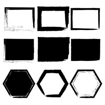 Grunge frames set, black isolated on white background, vector illustration. イラスト素材