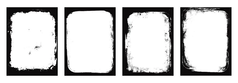 Grunge frames set templates. Ink paint border with rough edges for poster and Stock Illustration
