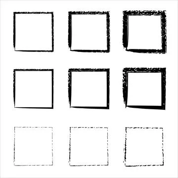 Grunge frames vector set. black square shape borders. Vector borders grunge Stock Illustration