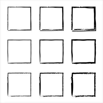 Grunge frames vector set. borders set. rectangular shapes. Stock Illustration