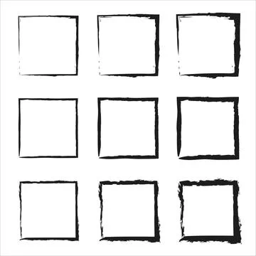 Grunge frames vector set. Grunge ink illustration. rectangular shapes. Stock Illustration