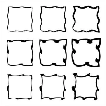 Grunge frames vector set. Grunge ink illustration. Set of grunge square. 스톡 일러스트