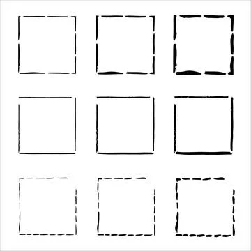 Grunge frames vector set. Handdrawn square frame. Set of design elements. Stock Illustration