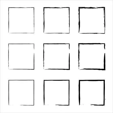 Grunge frames vector set. Handdrawn square frame. rectangular shapes. Stock Illustration
