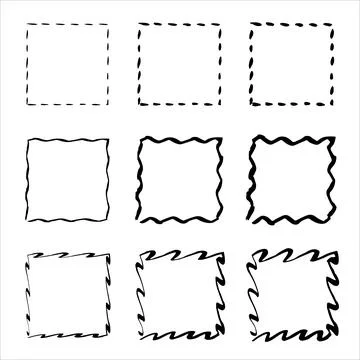 Grunge frames vector set. Handdrawn square frame. rectangular shapes. Stock Illustration