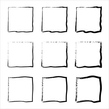 Grunge frames vector set. Handdrawn square frame. Set of design elements. Stock Illustration