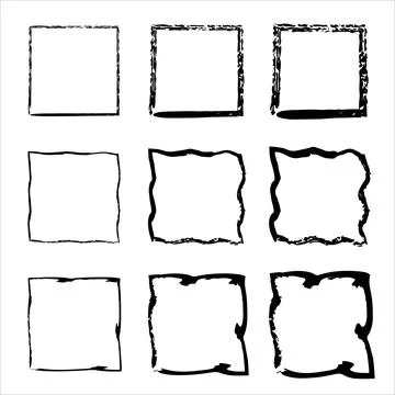 Grunge frames vector set. Vector black painted squares. Vector borders grunge Stockillustratie