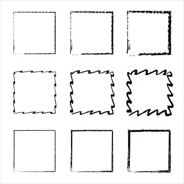 Grunge frames vector set. Vector black painted squares. Set of grunge square. Stock Illustration