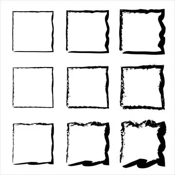 Grunge frames vector set. Vector black painted squares. Set of design elements. Stock Illustration