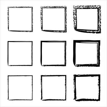 Grunge frames vector set. Vector black painted squares. Grunge style set of Stock Illustration