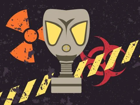 Grunge gasmask warning Stock Illustration