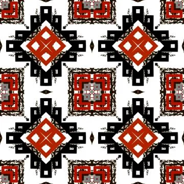 Grunge geometric abstract vector seamless pattern. Textured rough background. Illustrazione stock