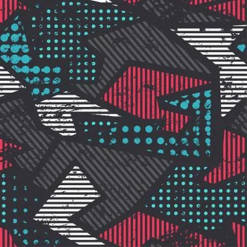 Grunge geometric seamless pattern Stock Illustration