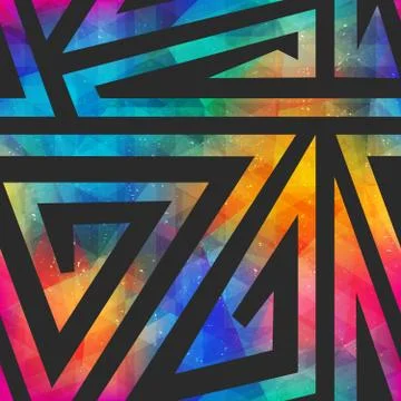 Grunge geometric seamless pattern. Stock Illustration