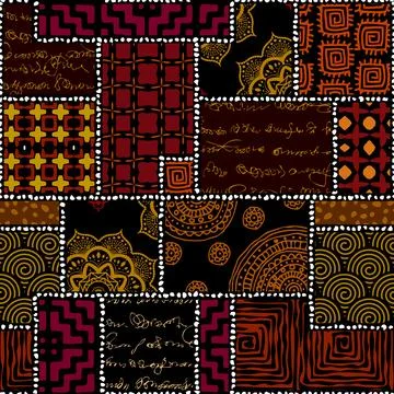 Grunge Geometric Vector Seamless Pattern made in ethnic style. African Stock Illustration