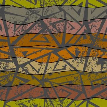 Grunge Geometric Vector Seamless Pattern made in ethnic style. African tradit Stock Illustration