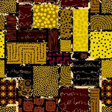 Grunge Geometric Vector Seamless Pattern made in ethnic style. African trad.. Stockillustratie
