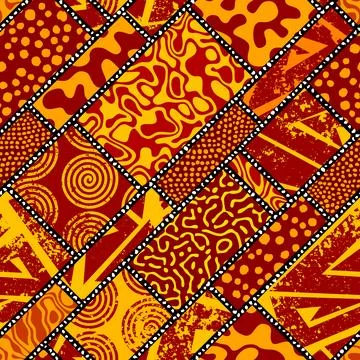 Grunge Geometric Vector Seamless Pattern made in ethnic style. African trad.. Stock Illustration