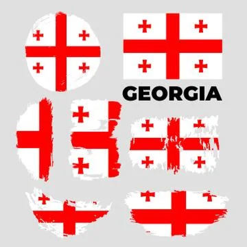 Grunge Georgia flags set. Vector stock illustration Stock Illustration