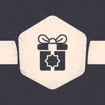 Grunge Gift box icon isolated on grey background. Holy month, Ramadan, Christ Stock Illustration