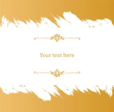 Grunge gold frame banner. Retro template ornate with ornaments with central Stock Illustration