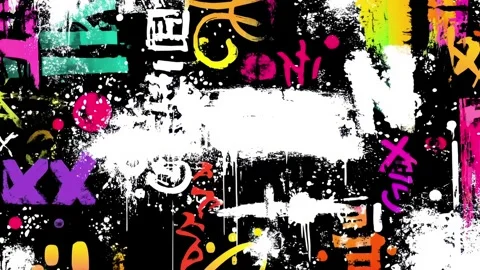 Grunge Graffiti Background With White Paint Banner and Urban Symbols Stock-Footage 315504552