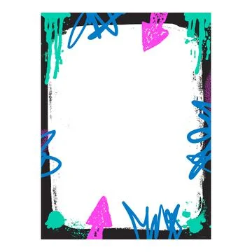 Grunge graffiti photo frame template with arrows and aerosol paint. Border wi Stock Illustration