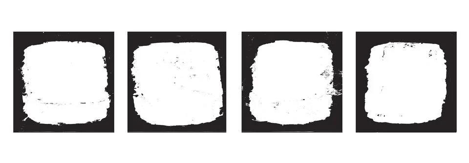 Grunge graffiti square frames set templates. Ink paint border with rough edge Stock Illustration