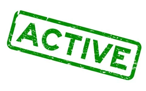 Grunge green active square rubber seal stamp on white background Stock Illustration