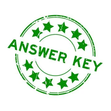 Grunge green answer key word round rubber seal stamp on white background Stock Illustration