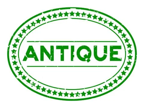 Grunge green antique word oval rubber seal stamp on white background Illustrazione stock