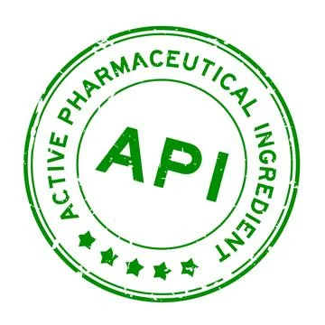 Grunge green API Active Pharmaceutical Ingredient word round rubber seal st.. Stock Illustration