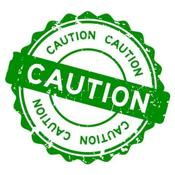 Grunge green caution word round seal stamp on white background Stock Illustration