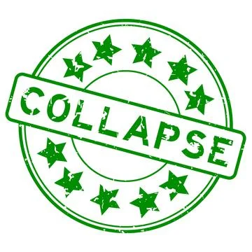 Grunge green collapse word with star icon round rubber seal stamp on white .. イラスト素材