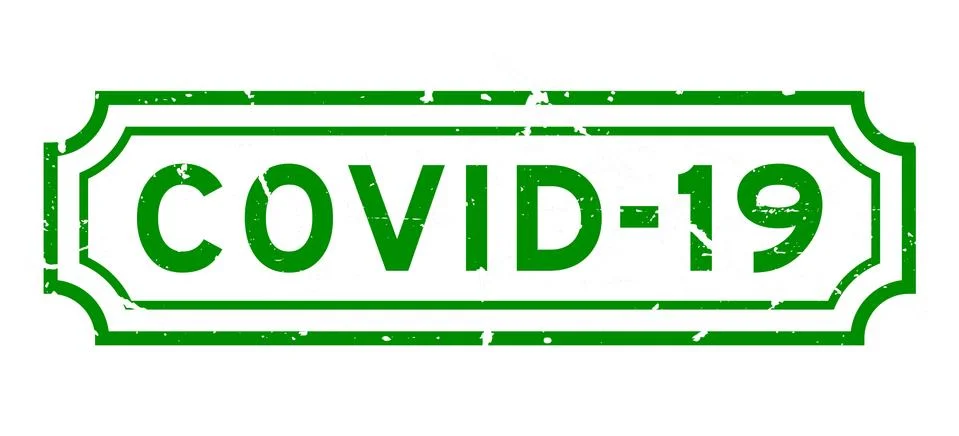 Grunge green COVID-19 (Code for Coronavirus) word rubber seal stamp on white  Stock Illustration