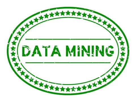 Grunge green data mining word oval rubber seal stamp on white background Stock Illustration
