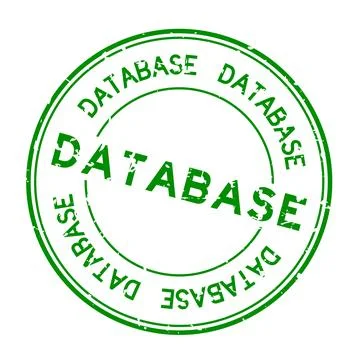 Grunge green database word round rubber seal stamp on white background Stock Illustration