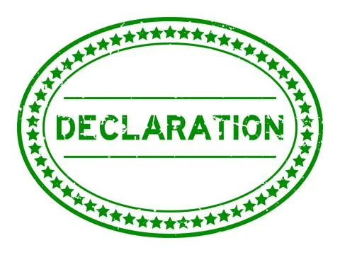 Grunge green declaration word oval rubber seal stamp on white background Stock Illustration