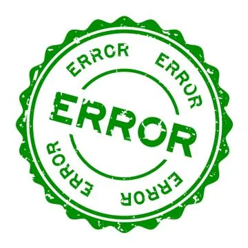 Grunge green error word round rubber seal stamp on white background Stock Illustration