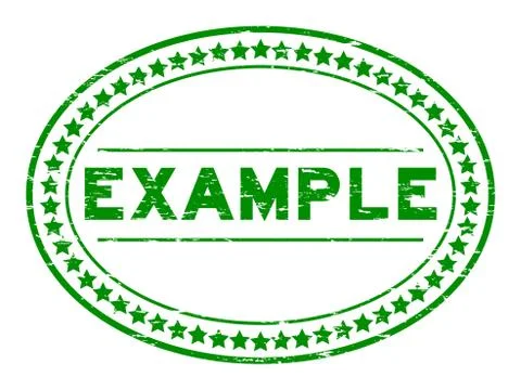 Grunge green example oval rubber seal stamp on white background 库存插图