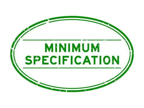 Grunge green minimum specification word oval rubber seal stamp on white bac.. Stock Illustration