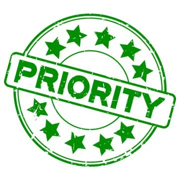 Grunge green priority wording round rubber seal stamp on white background Stockillustratie