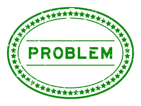 Grunge green problem word oval rubber seal stamp on white background Illustrazione stock