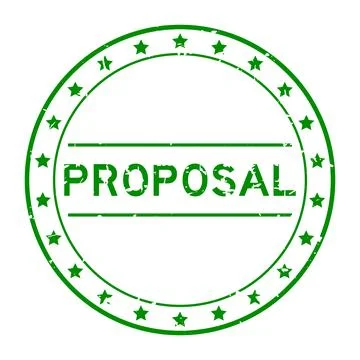 Grunge green proposal word round rubber seal stamp on white background Illustrazione stock