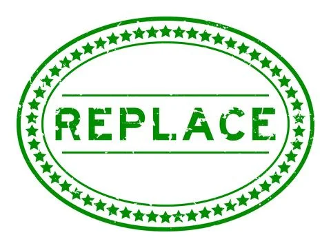Grunge green replace word oval rubber seal stamp on white background Stock Illustration