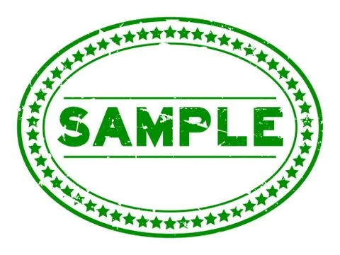 Grunge green sample oval rubber seal stamp on white background Stock Illustration