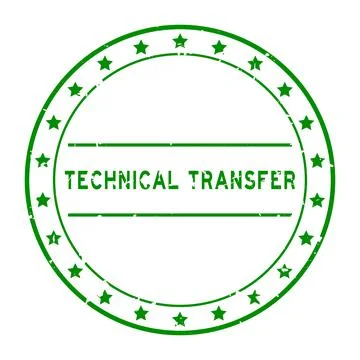 Grunge green technical transfer word round rubber seal stamp on white backgro Stock Illustration